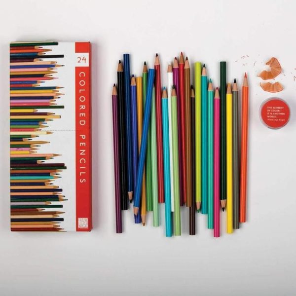 Stationery | Frank Lloyd Wright Colored Pencil Set With Sharpener Home Decoration Stationery