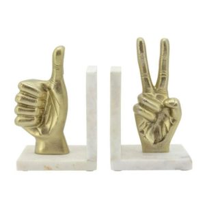 Stationery | Gold Hand Sign Marble Bookends Home Decoration Stationery