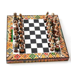 Stationery | Hand-Crafted Peruvian Convertible Chess Box "Inka Vs Conquerors" Home Decoration Stationery