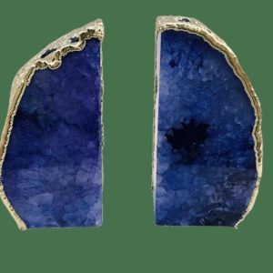 Stationery | Indigo Plated Agate Bookends Home Decoration Stationery