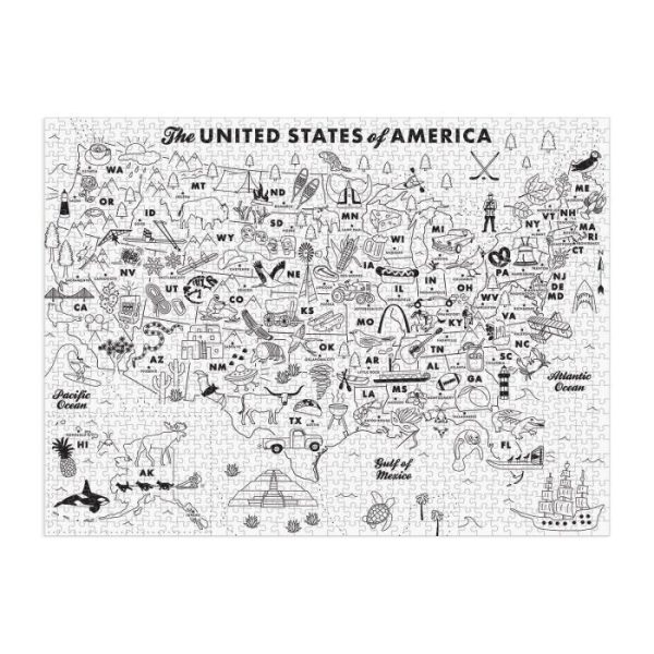 Stationery | Maptote Usa Color-In 1000 Piece Puzzle Home Decoration Stationery