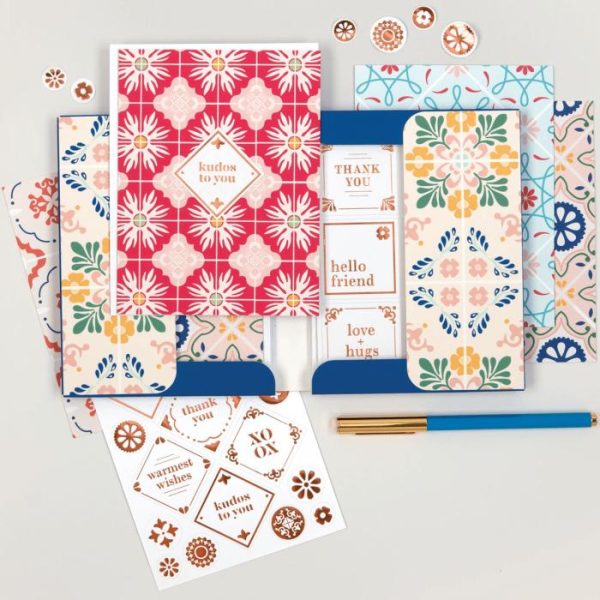 Stationery | Mediterranean Tile Patterns: Azulejos Diy Greeting Card Folio Home Decoration Stationery