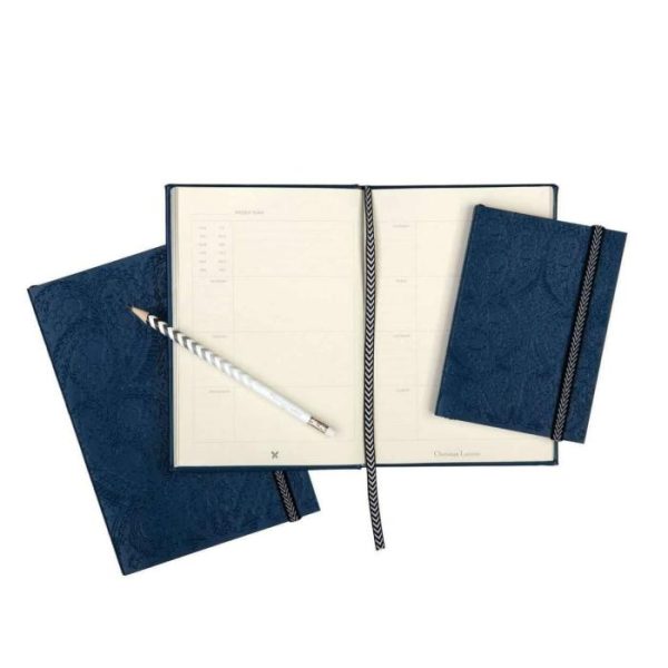 Stationery | Navy Embossed Paseo Notebook, Small Home Decoration Stationery