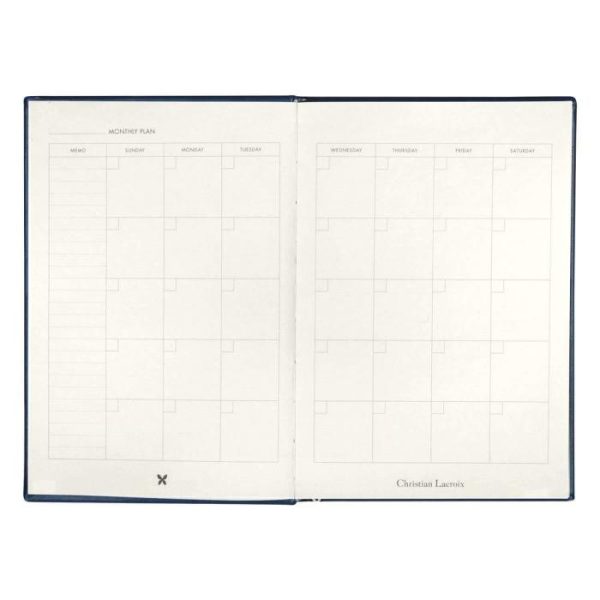 Stationery | Navy Embossed Paseo Undated Agenda Home Decoration Stationery