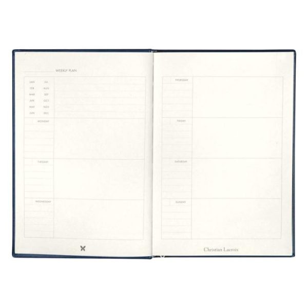 Stationery | Navy Embossed Paseo Undated Agenda Home Decoration Stationery