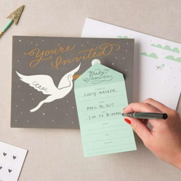 Stationery | Stork Stops Here Baby Shower Invite Notecards Home Decoration Stationery