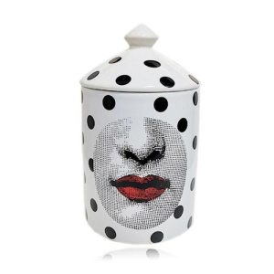 Storage & Organization | Black Dots And Red Lip Ceramic Tower Jar With Lid Kitchen Storage & Organization