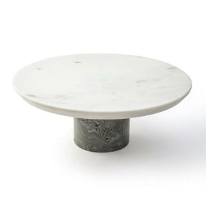 Storage & Organization | Swirl Gray Marble Cake Stand Kitchen Serveware