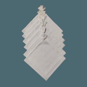 Table Linens | 6 White Cotton Napkins With Tassel Kitchen Table Linens