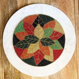 Table Linens | All Season Leaves Round Beaded Placemats – Set Of 4 Kitchen Table Linens