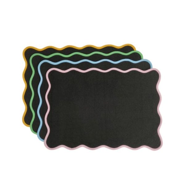 Table Linens | Black Classic Scallop Cotton Placemat Set Of 4 Kitchen Table Linens