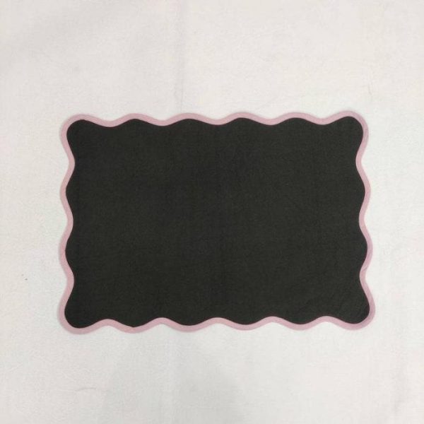 Table Linens | Black Classic Scallop Cotton Placemat Set Of 4 Kitchen Table Linens