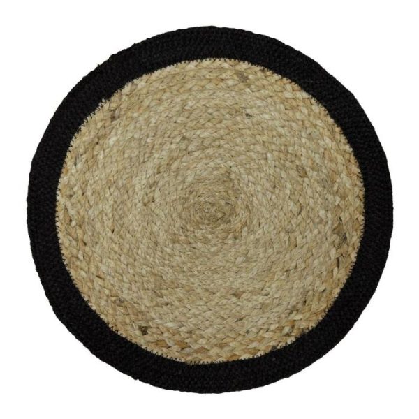 Table Linens | Black Trim Braided Jute Placemats – Set Of 10 Kitchen Table Linens