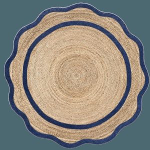 Table Linens | Blue Cotton Scalloped Jute Round Placemats – Set Of 10 Kitchen Table Linens