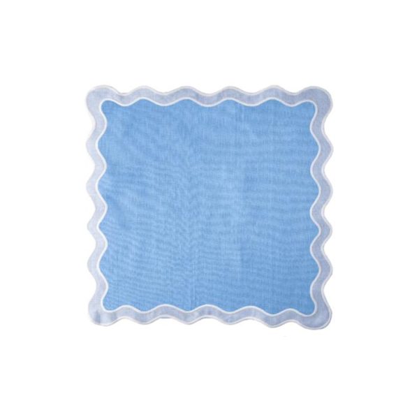 Table Linens | Blue Scallop 100% Linen Placemat Set Of 4 Kitchen Table Linens