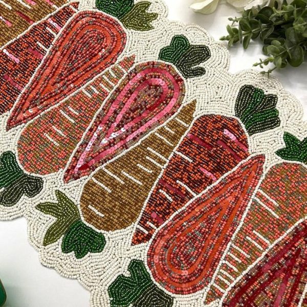 Table Linens | Carrot Easter Beaded Table Runner Kitchen Table Linens