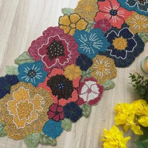 Table Linens | Charm Flower Garden Beaded Table Runner Kitchen Table Linens