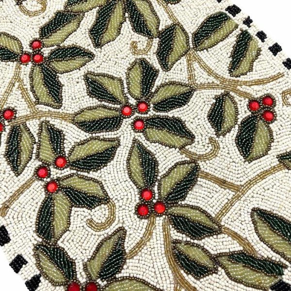 Table Linens | Christmas Berry Rectangular Beaded Table Runner Kitchen Table Linens