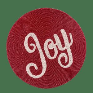 Table Linens | Christmas ‘Joy’ Round Beaded Placemat – Set Of 6 Kitchen Table Linens