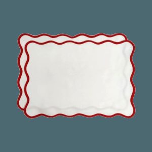 Table Linens | Classic Solid Scalloped Cotton Placemats Kitchen Table Linens