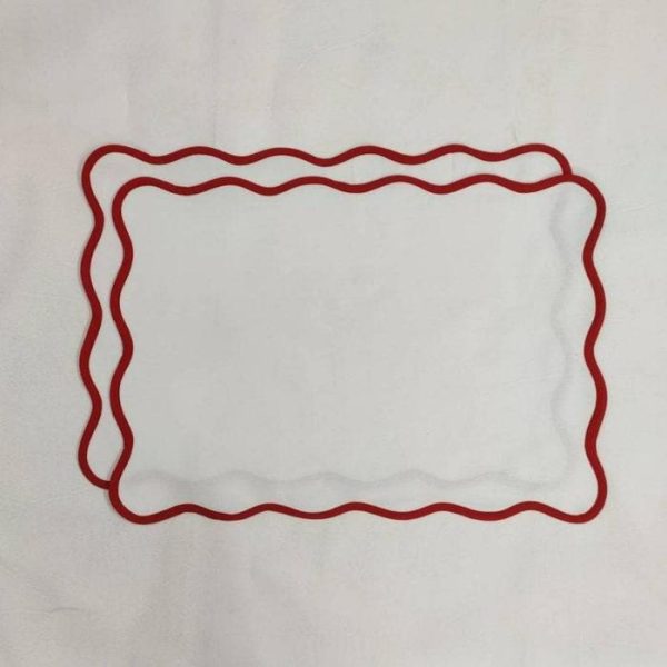 Table Linens | Classic Solid Scalloped Cotton Placemats Kitchen Table Linens