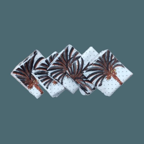 Table Linens | Coconut Tree Hand Block Printed Cotton Napkins Kitchen Table Linens