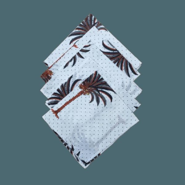 Table Linens | Coconut Tree Hand Block Printed Cotton Napkins Kitchen Table Linens