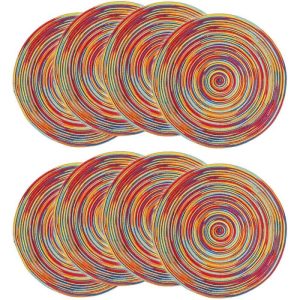 Table Linens | Colorful Braided Placemats – Set Of 8 Kitchen Table Linens