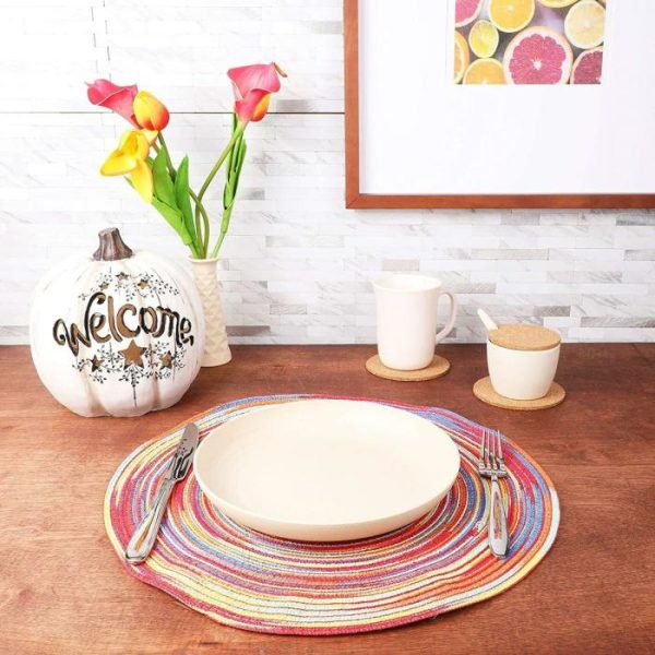 Table Linens | Colorful Braided Placemats – Set Of 8 Kitchen Table Linens