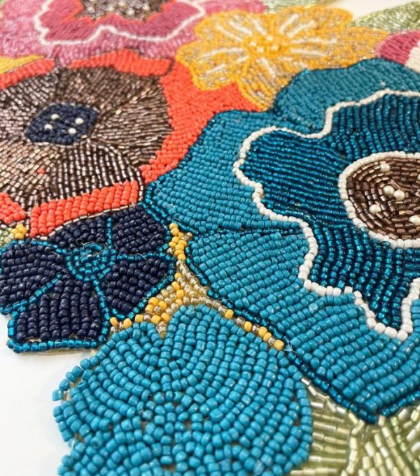 Table Linens | Colorful Flowers Beaded Placemat Kitchen Table Linens