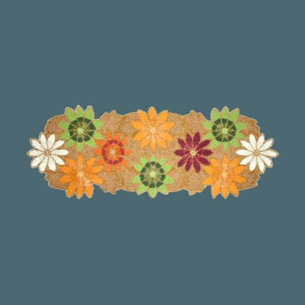 Table Linens | Colorful Flowers In Golden Beaded Table Runner Kitchen Table Linens