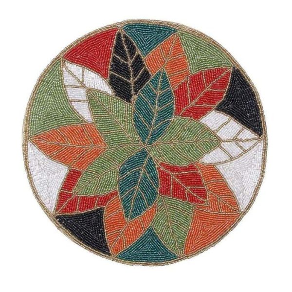 Table Linens | Colorful Leafy Flower Rounded Embroidery Placemats Kitchen Table Linens