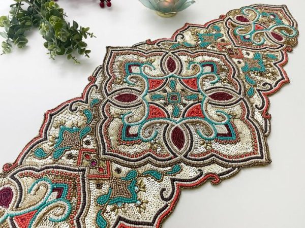 Table Linens | Desi Star Beaded Table Runner Kitchen Table Linens