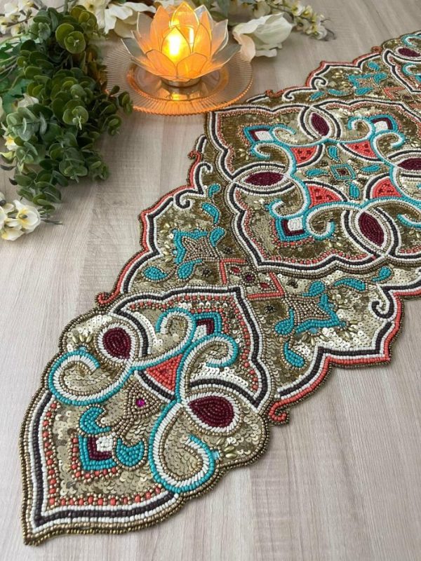 Table Linens | Desi Star Beaded Table Runner Kitchen Table Linens