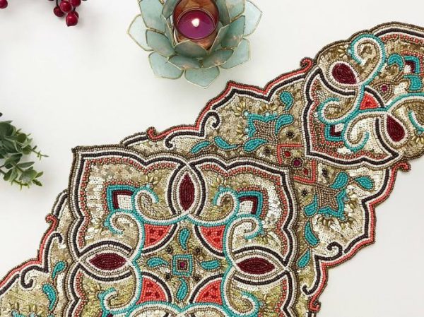 Table Linens | Desi Star Beaded Table Runner Kitchen Table Linens