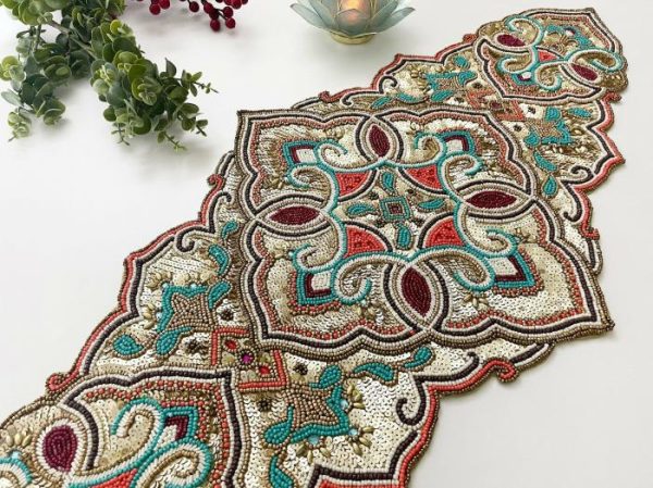 Table Linens | Desi Star Beaded Table Runner Kitchen Table Linens