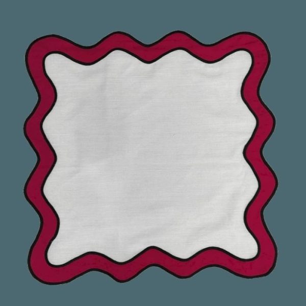 Table Linens | Double Scalloped Red And White Cotton Placemats Kitchen Table Linens