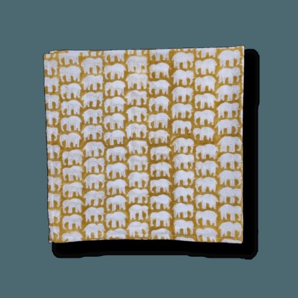 Table Linens | Elephant Block Printed Cotton Napkins Kitchen Table Linens