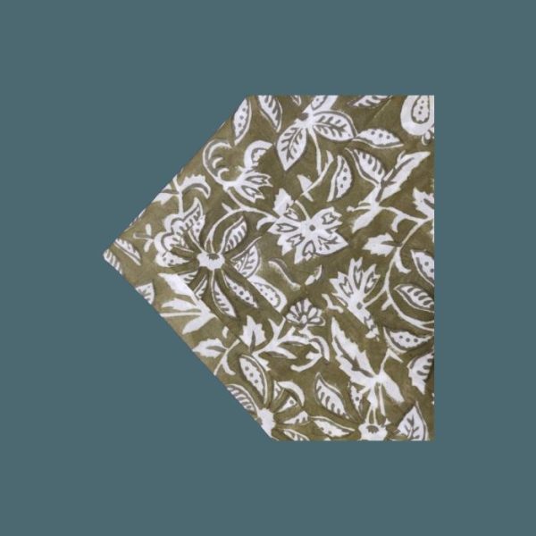 Table Linens | Emmy Green And White Block Printed Cotton Napkins Kitchen Table Linens