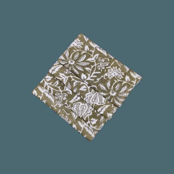 Table Linens | Emmy Green And White Block Printed Cotton Napkins Kitchen Table Linens