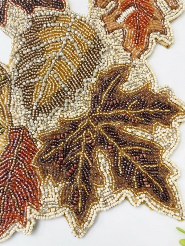 Table Linens | Fall Maple Leaf Beaded Table Runner Kitchen Table Linens