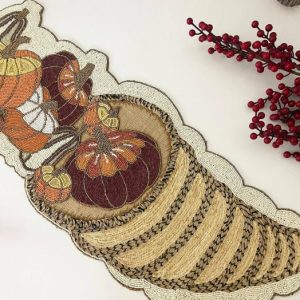 Table Linens | Fall Pumpkin Bead And Embroidery Table Runner Kitchen Table Linens