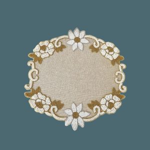 Table Linens | Floral Beaded Burlap Round Placemat Kitchen Table Linens