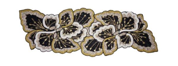 Table Linens | Floral Leaves Beaded Table Runner – Black And Gold Kitchen Table Linens