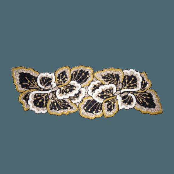 Table Linens | Floral Leaves Beaded Table Runner – Black And Gold Kitchen Table Linens