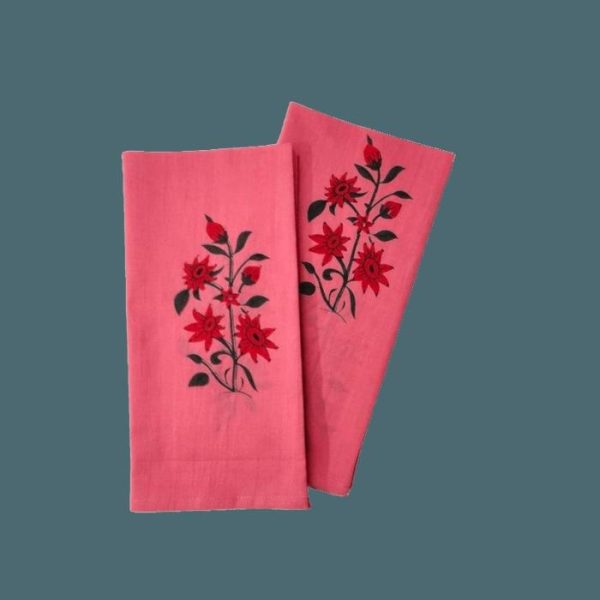 Table Linens | Flower Hand Blocked Print Cotton Napkins – Set Of 4 Kitchen Table Linens