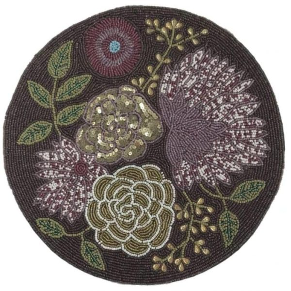 Table Linens | Flowers In A Pond Rounded Embroidery Placemats – Pack Of 4 Kitchen Table Linens