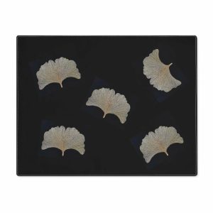 Table Linens | Gold Gingko Leaves Placemat, 18" × 14" Kitchen Table Linens