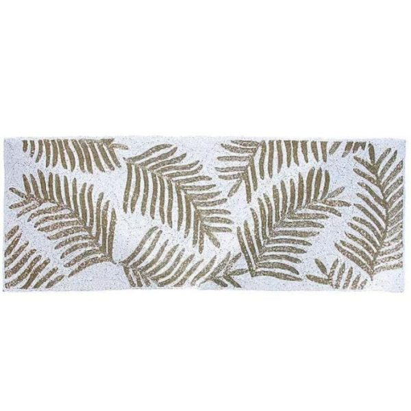 Table Linens | Golden Tropical Leaves Beaded Table Runner Kitchen Table Linens