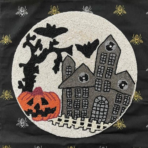 Table Linens | Halloween Haunted House Round Beaded Placemat Kitchen Table Linens